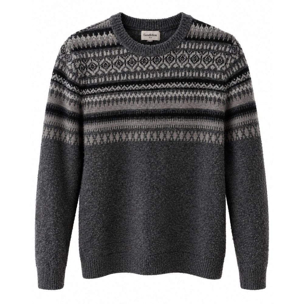 Goodfellow & Co Fair Isle Crewneck Sweater | Charcoal Gray | L